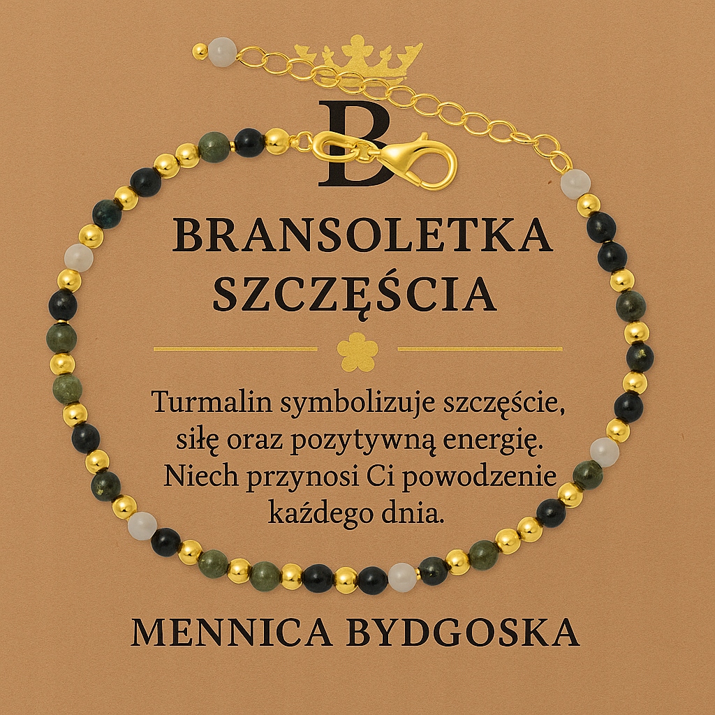 Pozlacený náramek s turmalínovými kameny, ochranný talisman stříbro 925