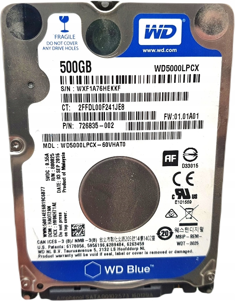 Pevný disk Western Digital Blue WD Scorpio Blue 500GB SATA III 2,5&quot; slim