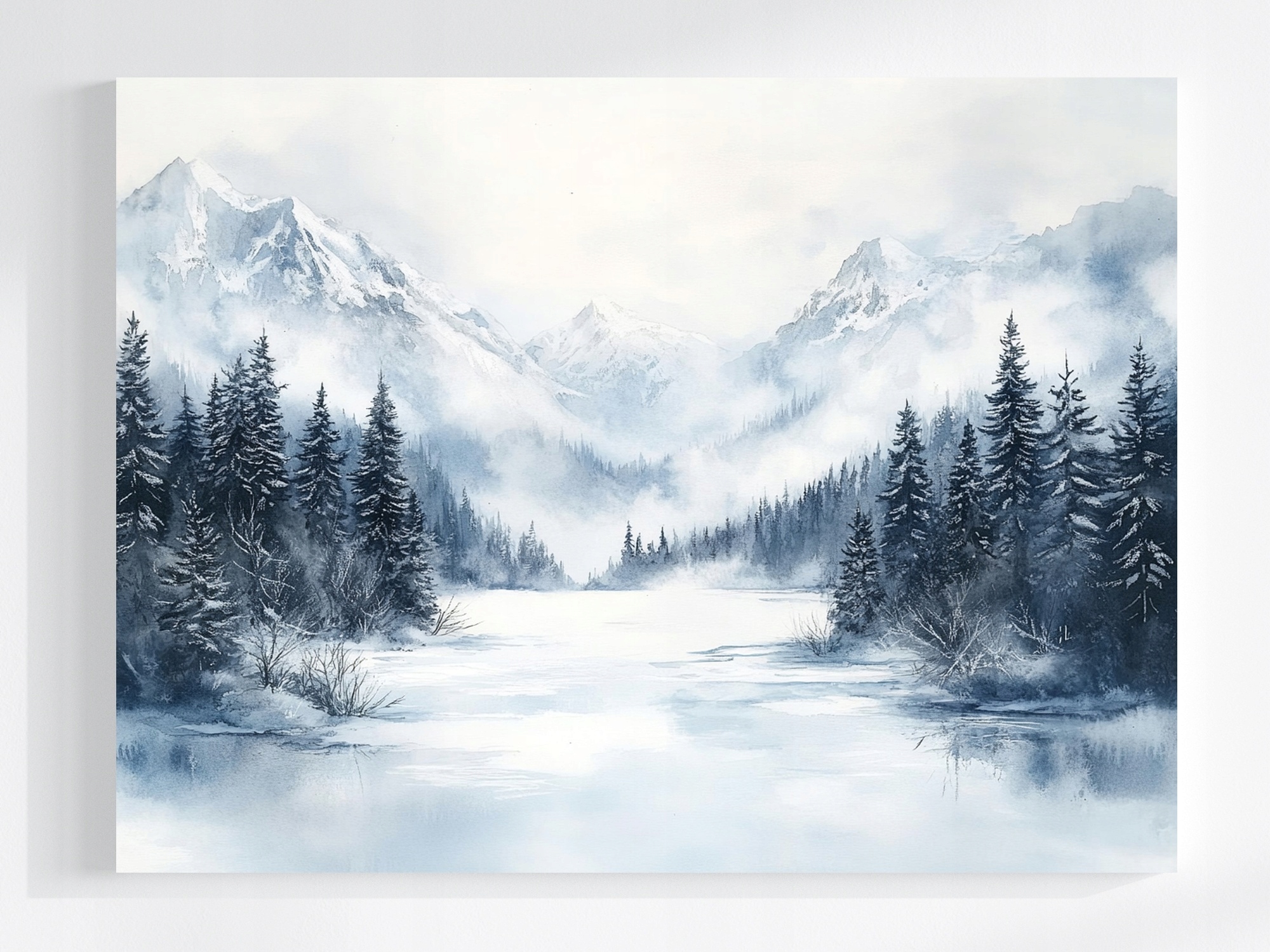 Obraz Na Plátně Canvas Krajina Zima Sníh Led Mráz Hory Les Jezero 80x60
