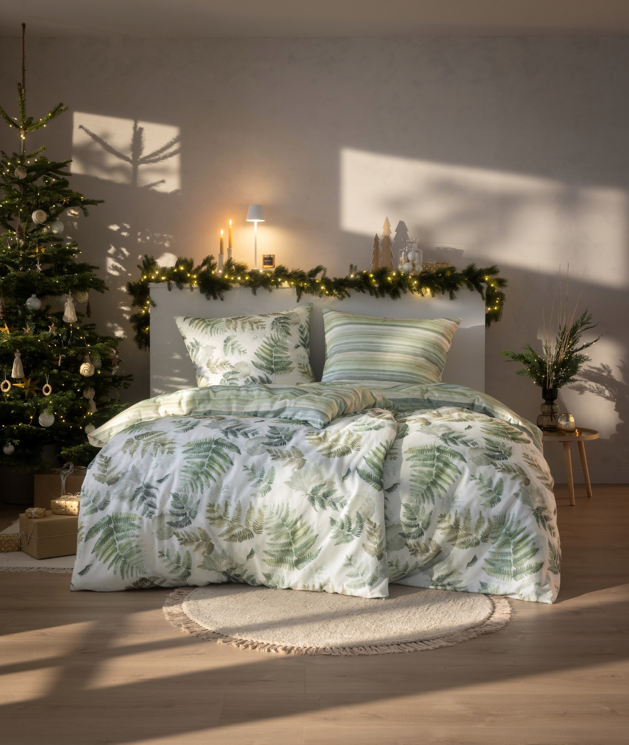Posteľná Bielizeň Estella 4469/530 Fern Leaves Flanela 200x220 cm 3 diely