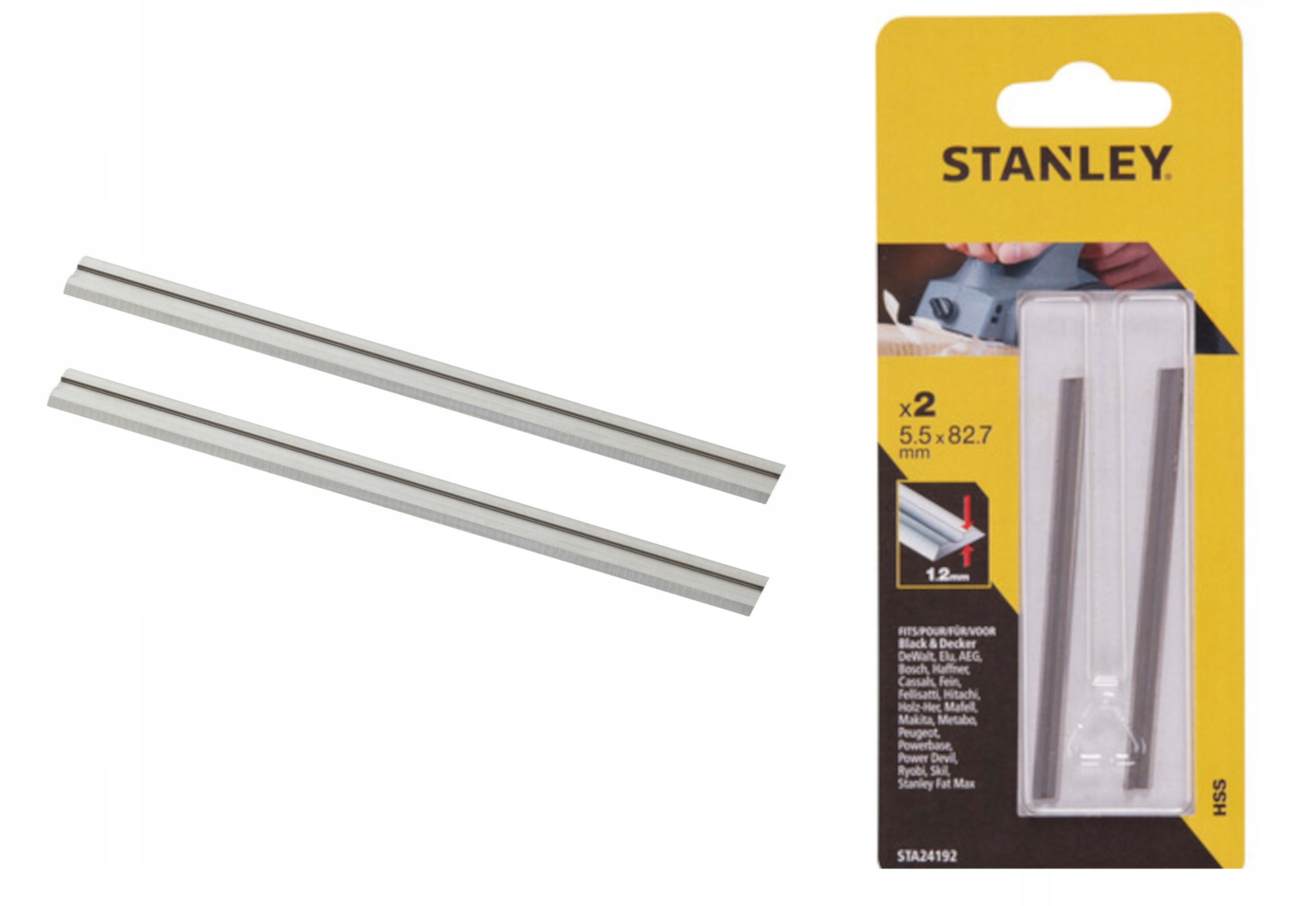 STANLEY ZESTAW DWÓCH NOŻY HSS DO STRUGA 82mm STA24192