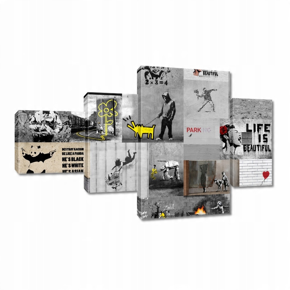 

Obraz 130x80 Mix Kolaż Collage Banksy