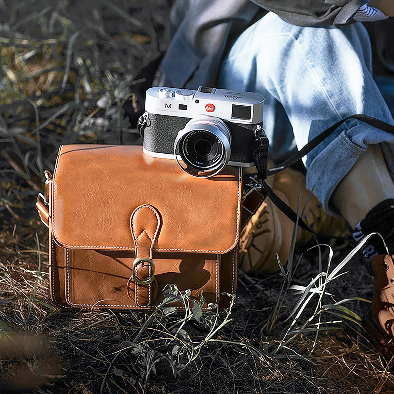 CWATCUN Torba Na Aparat Retro Wodoodporna Do Canon Nikon Sony Mała — miniatura 8