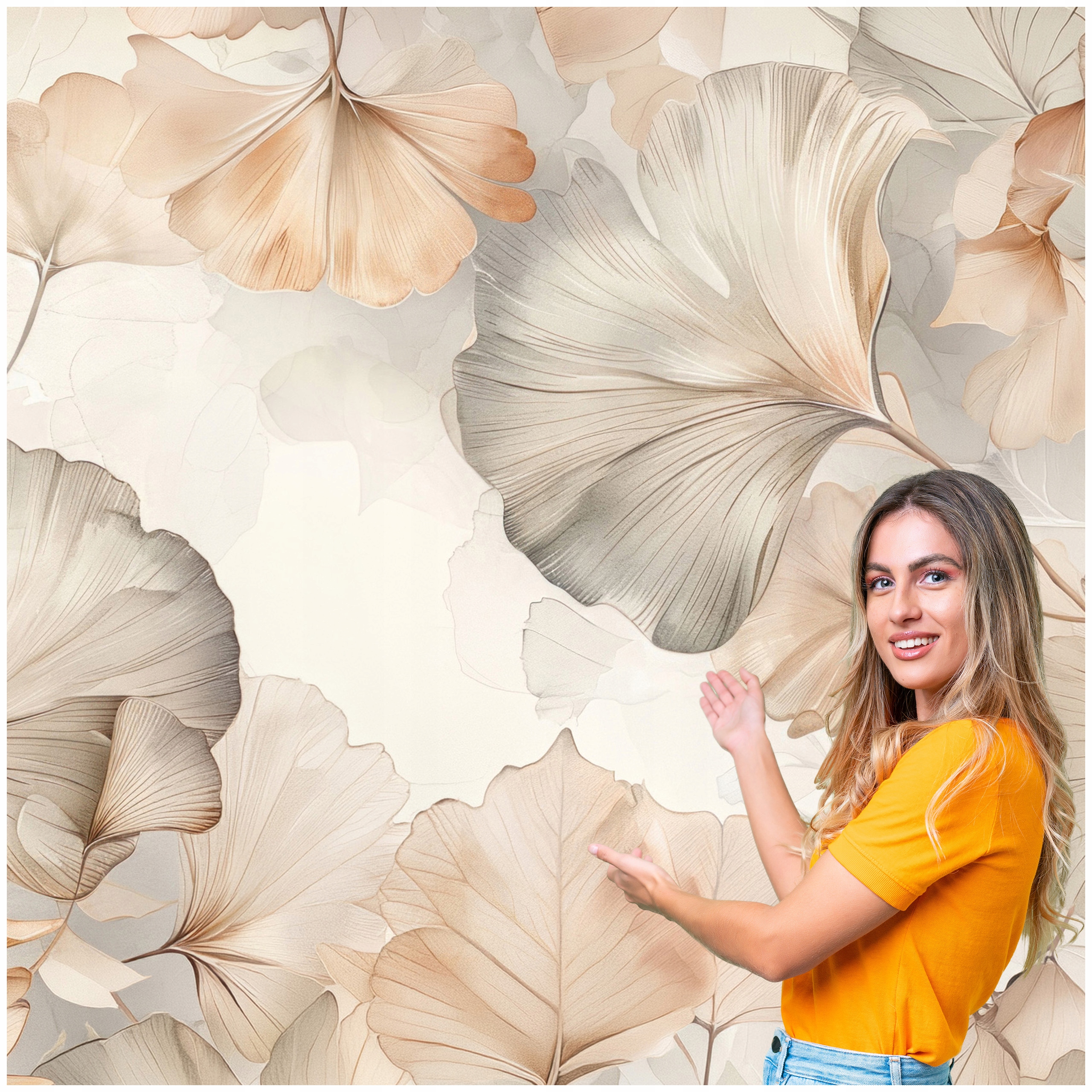 Fototapeta Obývací Pokoj Ložnice Ginkgo Listy Příroda Boho 490x280 MLN02F