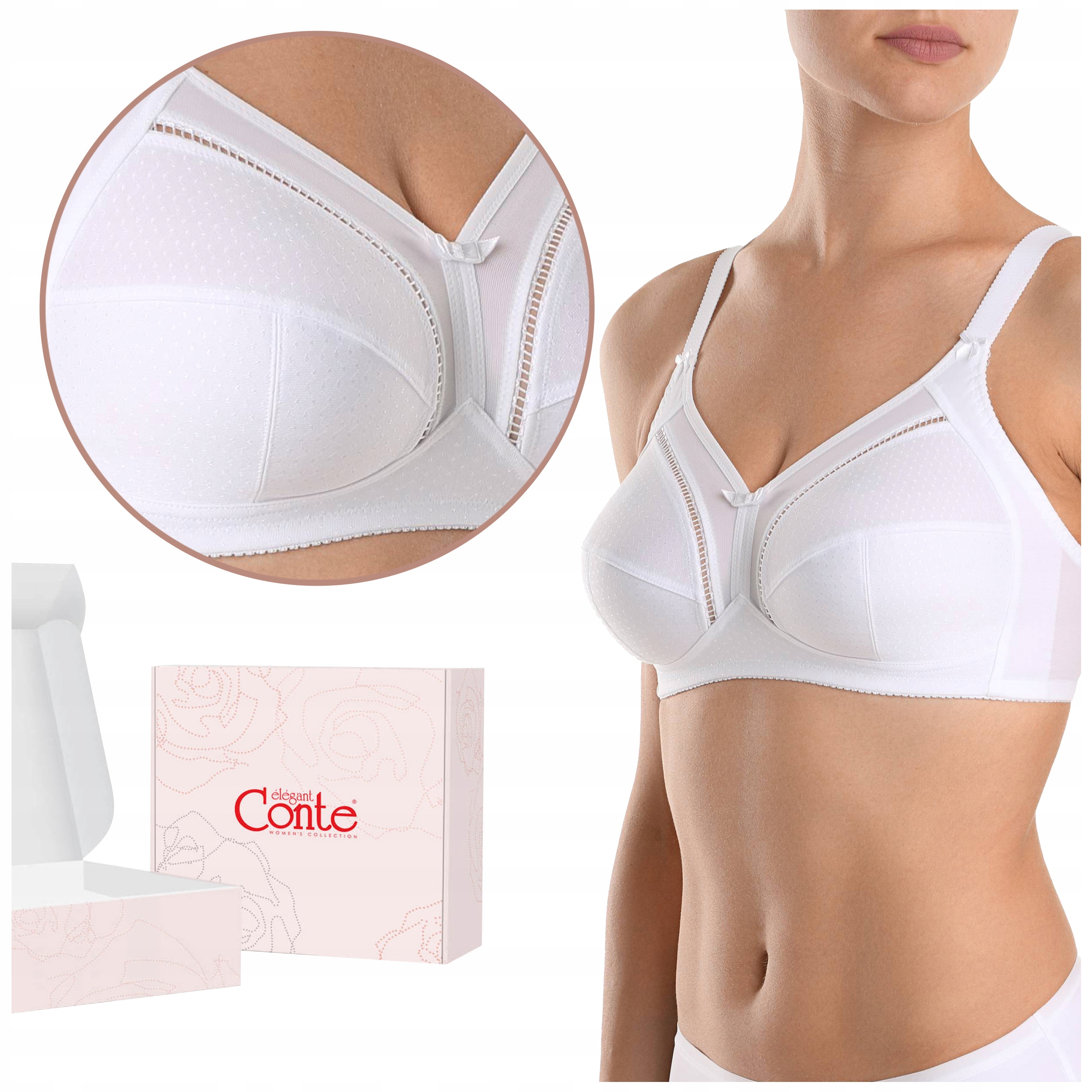 Biustonosz Miękki podtrzymujący biust korygujący Conte RB7018 biały 80G