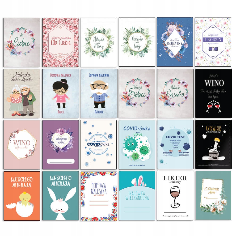 

10x Okazjonalne Etykiety butelki alkohol nalewki