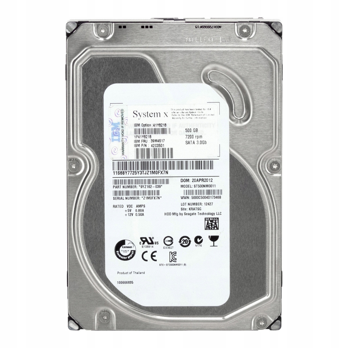 Ibm 39M4517 42C0501 500GB 7.2K 64MB Sata II 3.5'' ST500NM0011