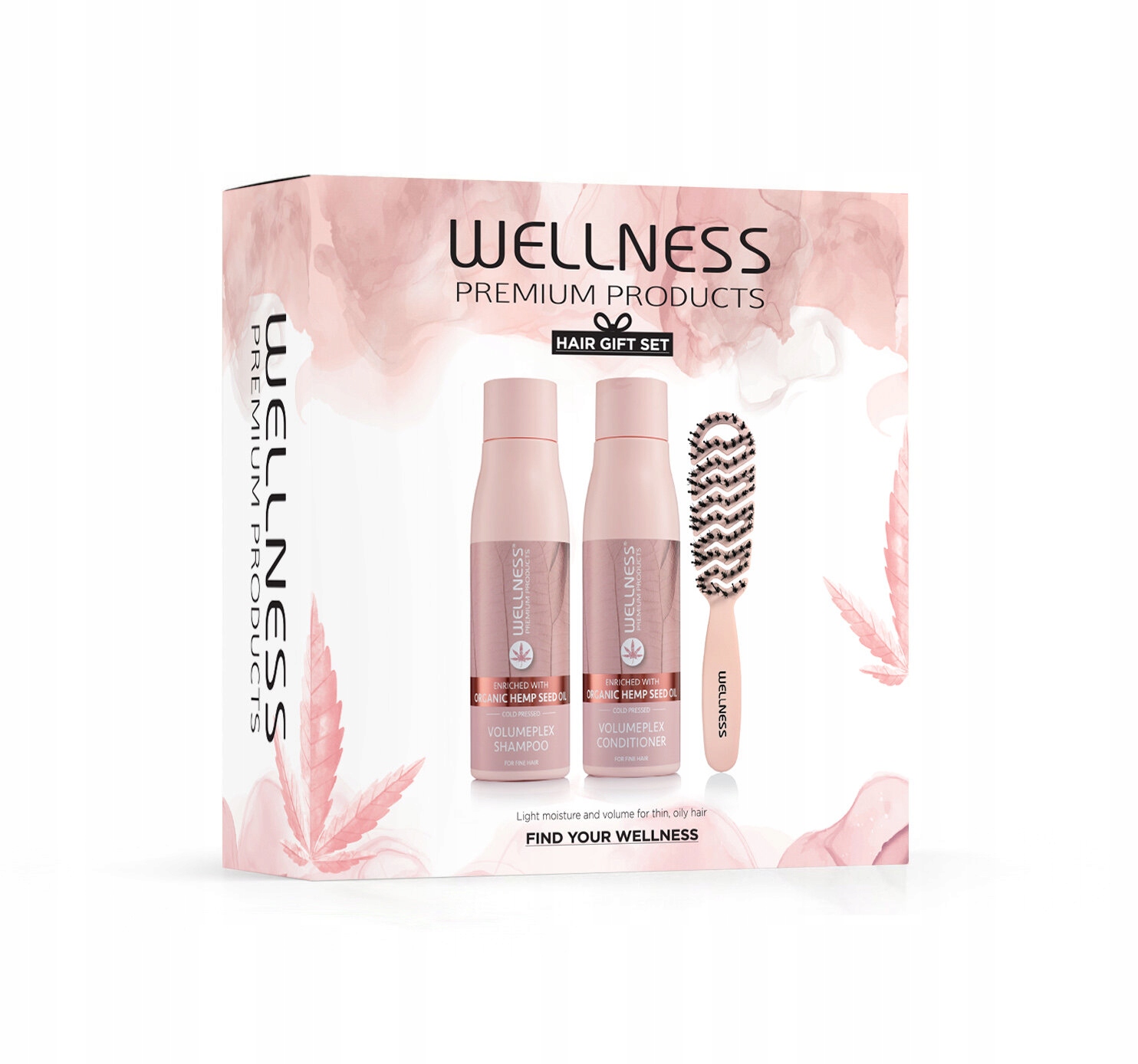 Wellness Zestaw VolumePLEX Szampon odżywka 2x500ml szczotka różowa S