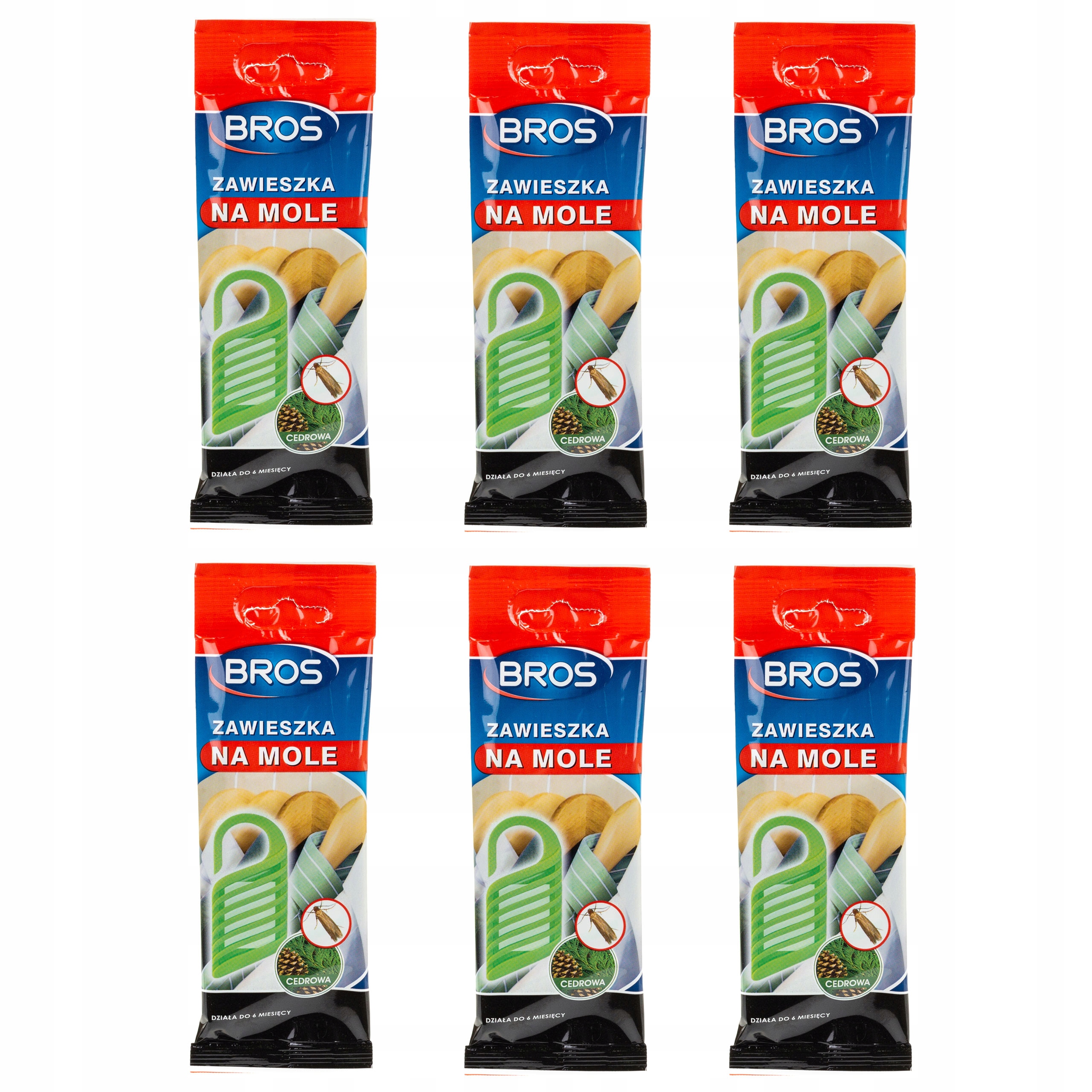 

Bros Zestaw 6 sztuk cedrowa zawieszka na mole