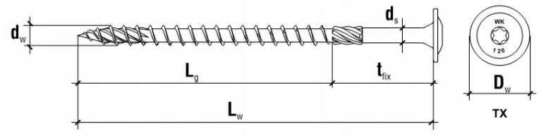 WKRĘTY CIESIELSKIE 8x280 TORX TALERZOWE 50 szt Producent Wkręt-Met
