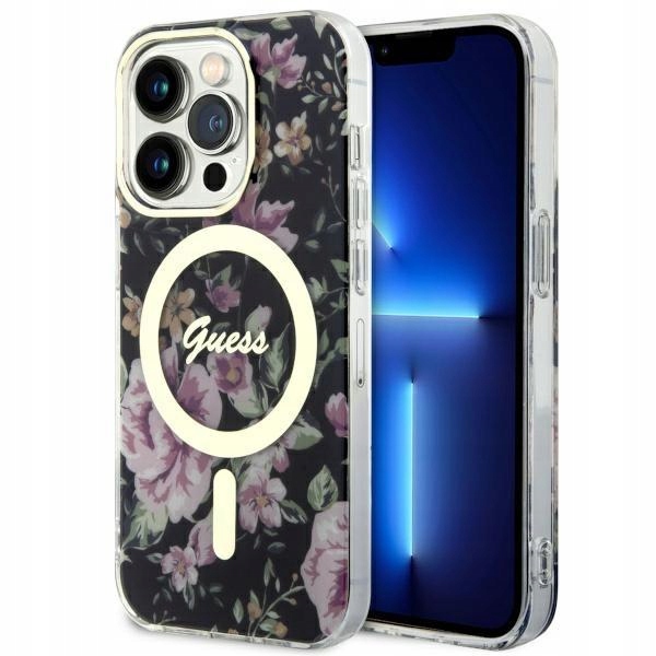 Pouzdro pouzdra obal Guess GUHMP14LHCFWSK pro iPhone 14 Pro černé MagSafe