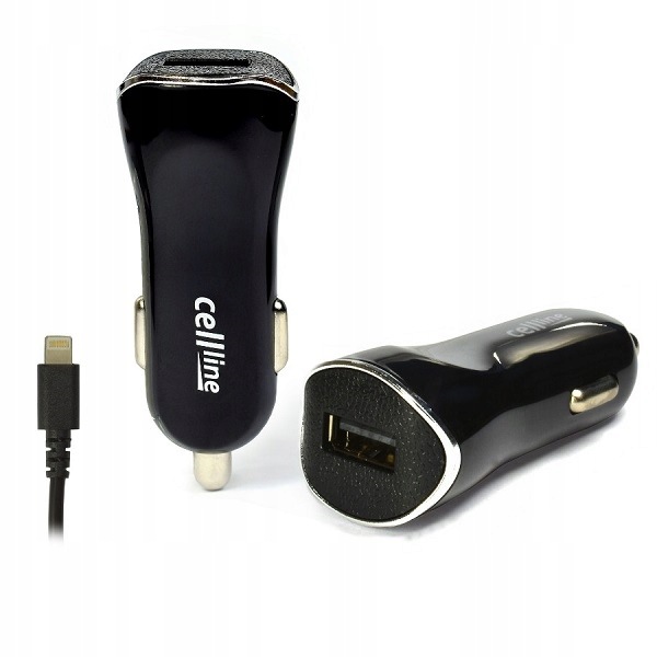 Cellline Ład. sam. 1xUSB lightning 1Aczarna/black iPhone 6