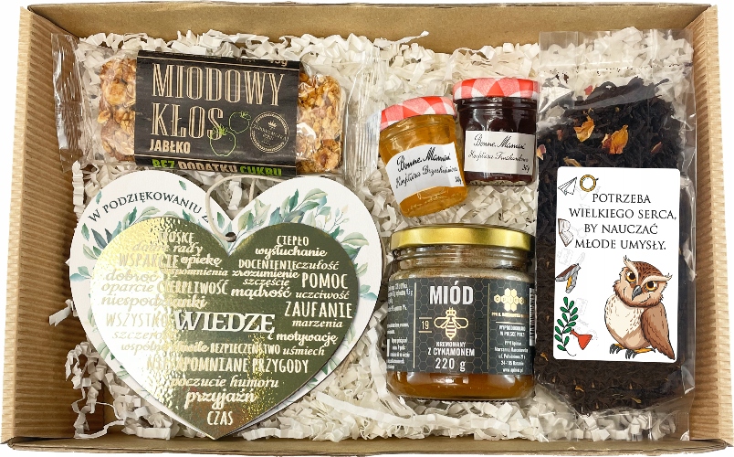 Zestaw Prezentowy Dla Nauczyciela Miód Herbata Podziękowanie Kosz