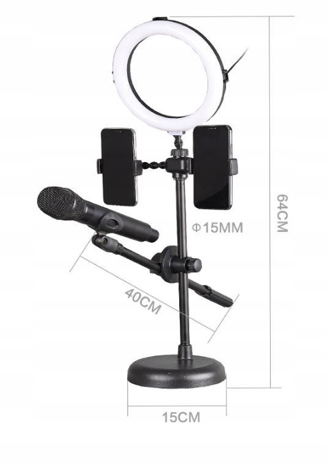 STATYW MIKROFONOWY Z UCHWYTEM NA SMARTFON+OŚWIETLE Kod producenta R-123