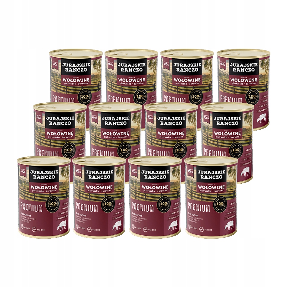 Levně Vlhké krmivo pro psy Jurské Ranč Premium hovězí petrželová konzerva 400 g