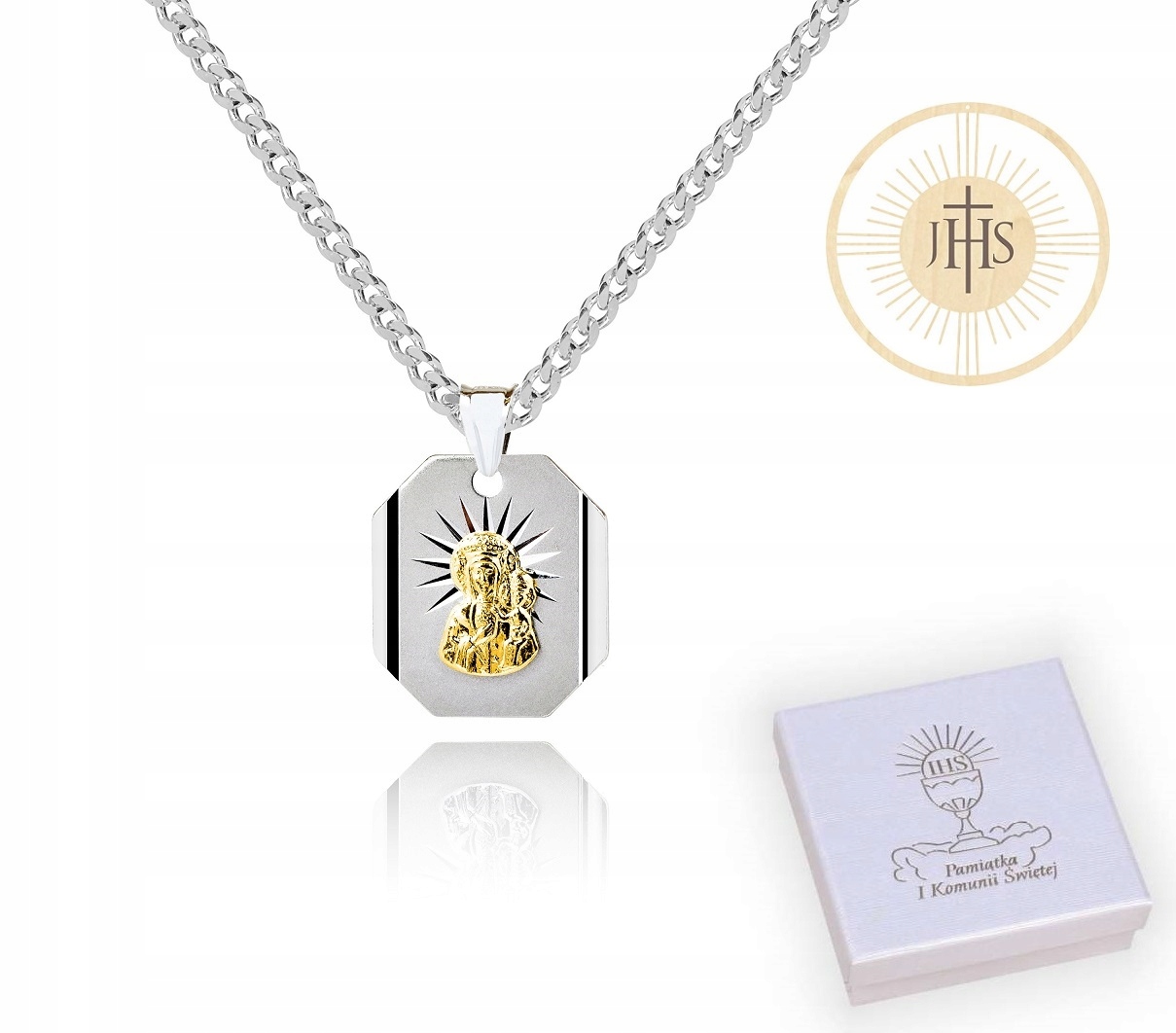 Svaté Přijímání Stříbrný řetízek s medailonem 50 cm Medailonek LM35X