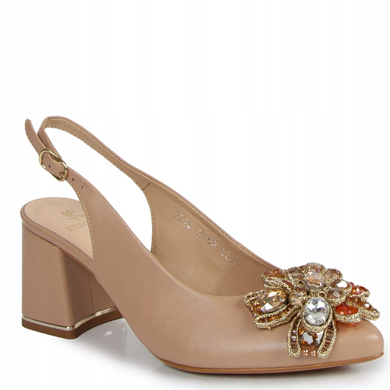 Kordel 2498 Béžové Kožené Sandály S Ozdobou 37