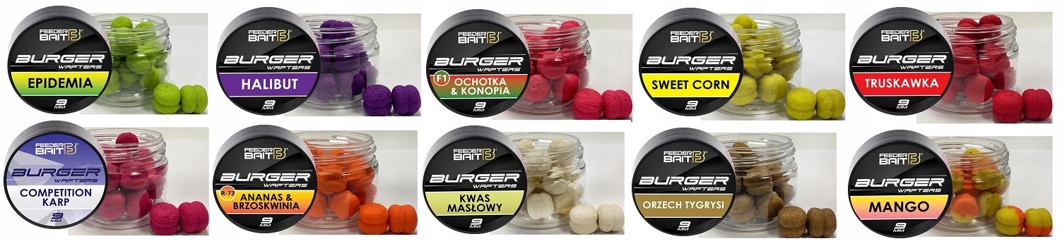 Feeder Bait Zestaw Fluo Burger Wafters 9mm Mix1