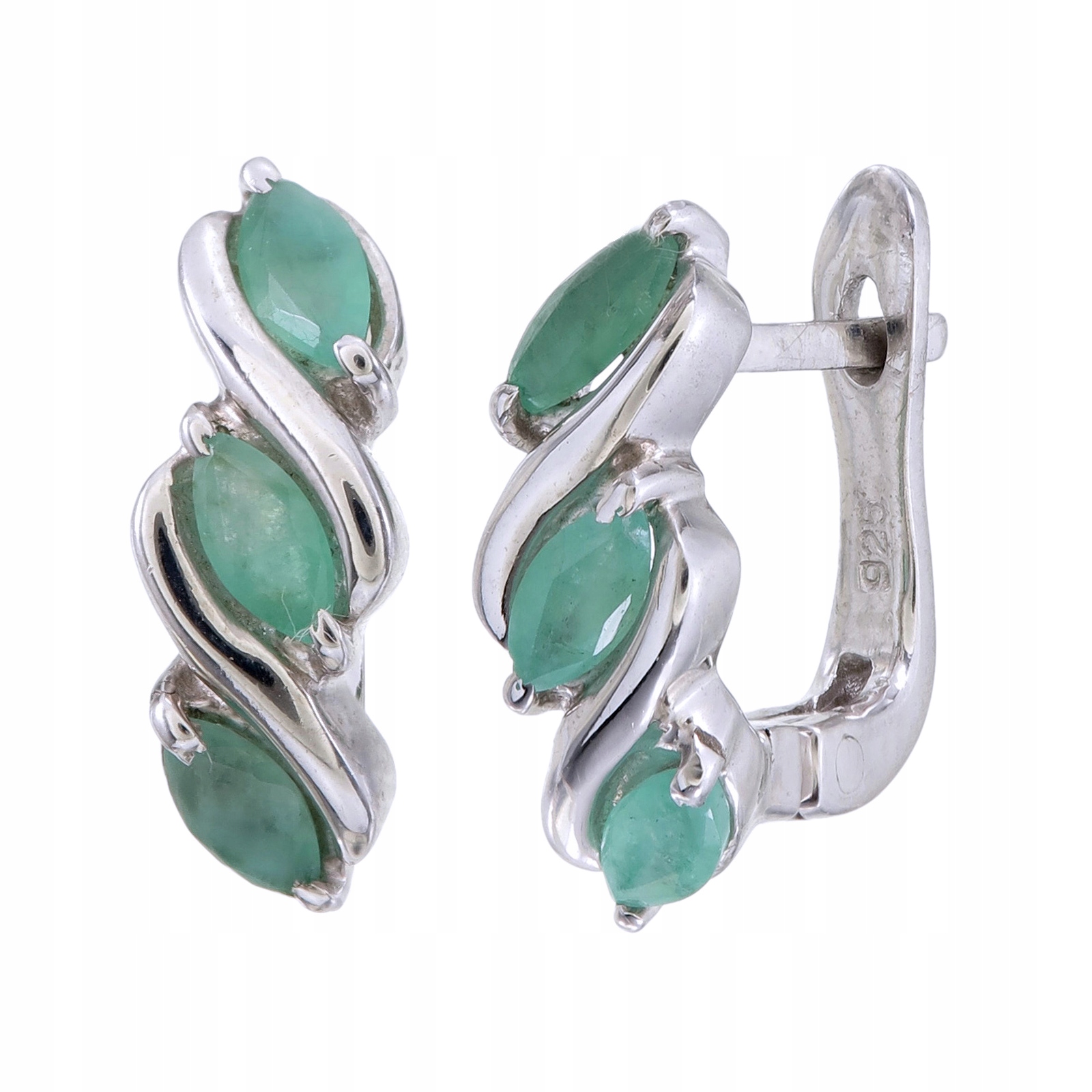 Stříbrné náušnice Ag 925 Zelený Smaragd 3152-E-EM-WP