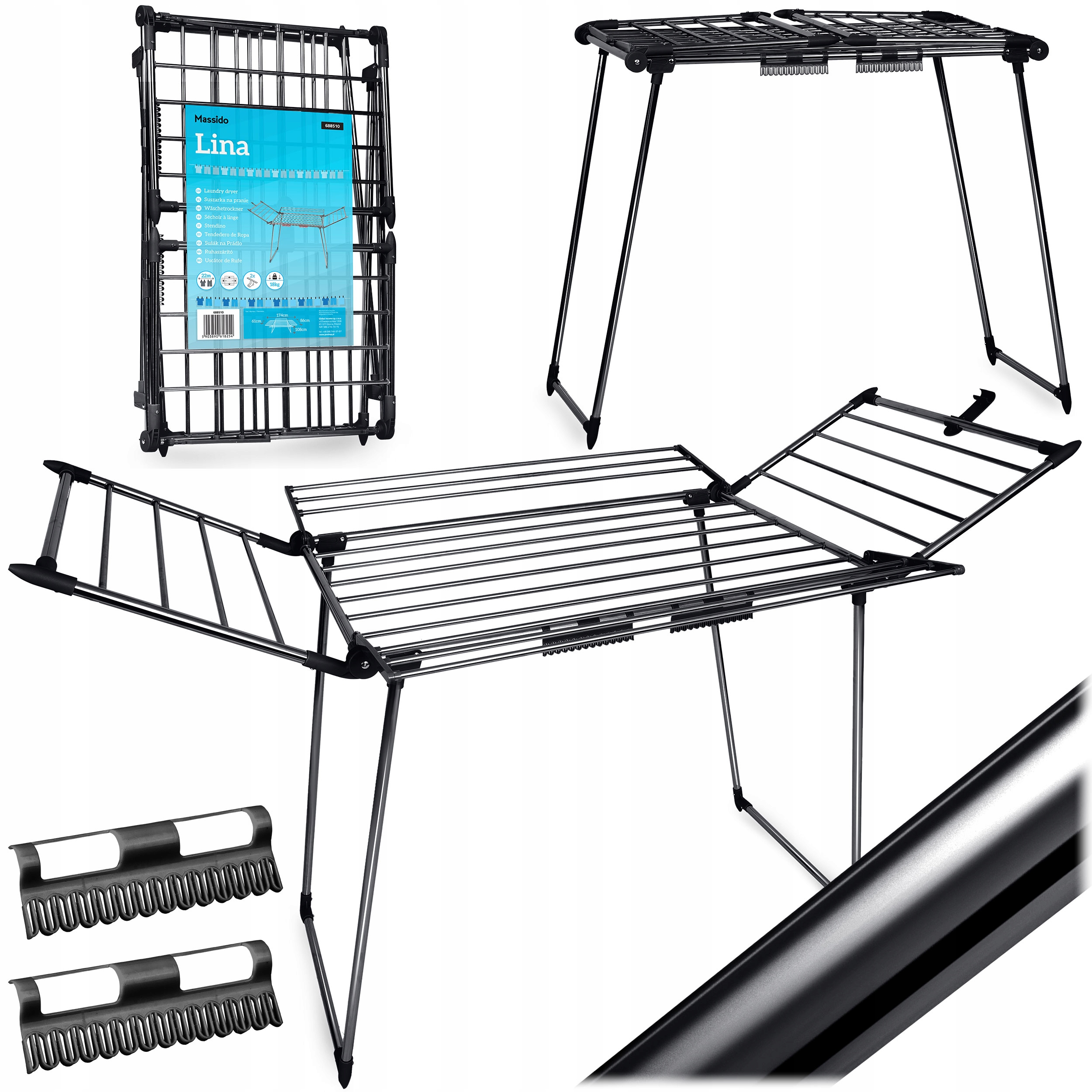 Levně Sušák na prádlo balkonový, volně stojící horizontální Massido 94-174 cm
