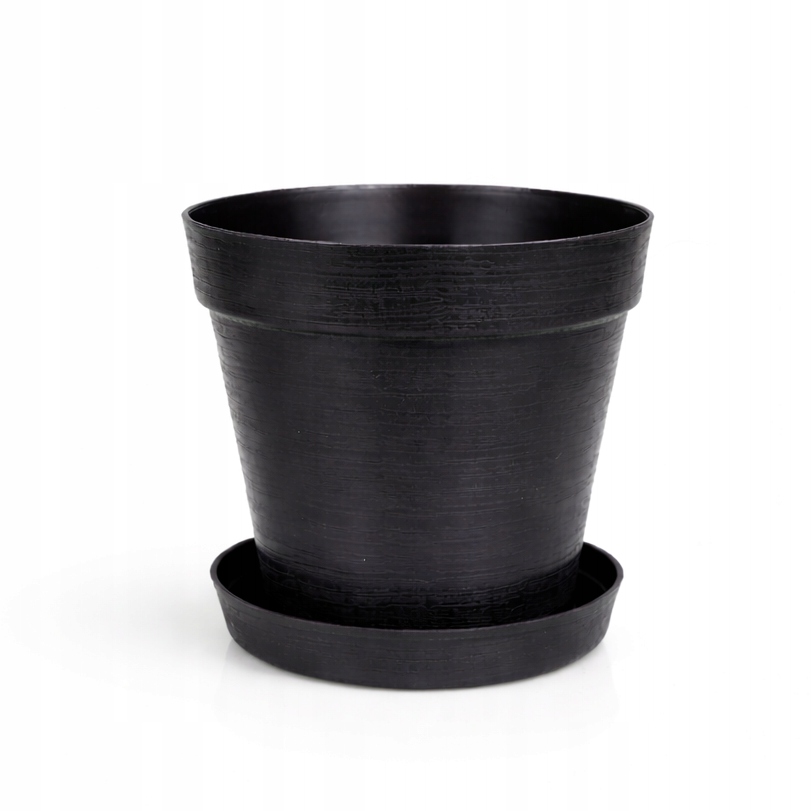 ZESTAW Doniczka 16cm+Podstawka 14cm,1,77L Stylowy Zestaw EKO, CZARNY