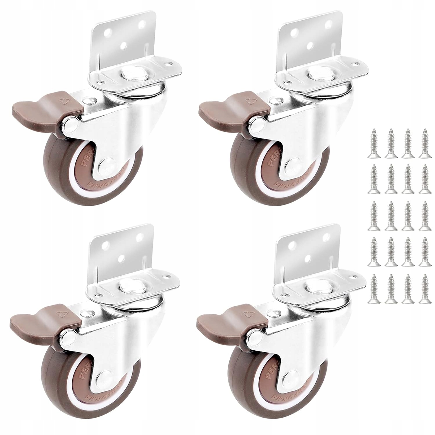 Nábytková Kolečka S Gumovou Brzdou 1,5 Palců, Bezpečné, 4 Kusy