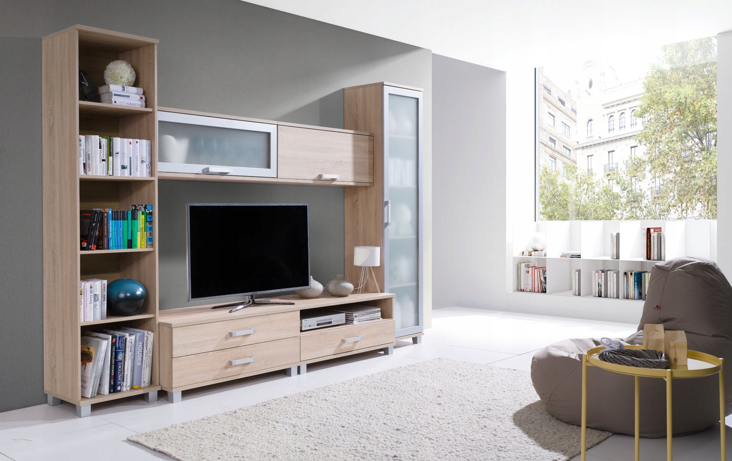 Komoda RTV niska szafka z szufladami KOLORY MAX Kolor frontów dąb sonoma