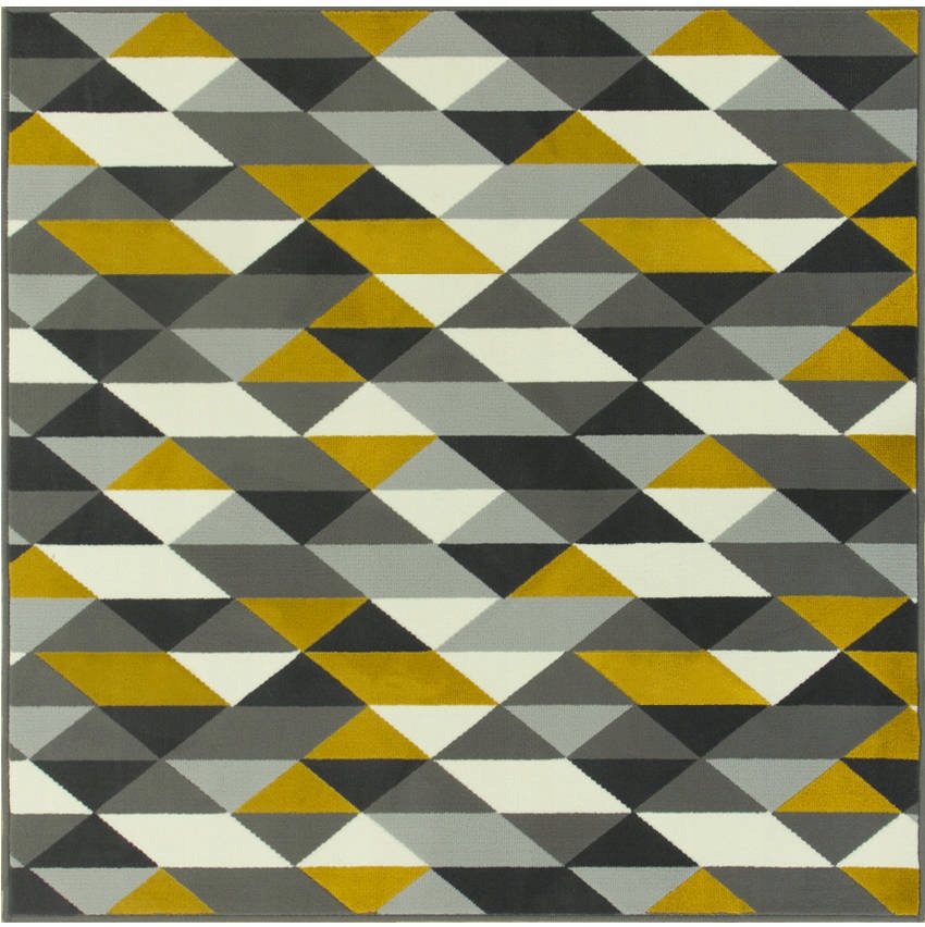 Dywan Do Salonu Szary Żółty Musztardowy Geometryczny Romby Luna 100x150 cm