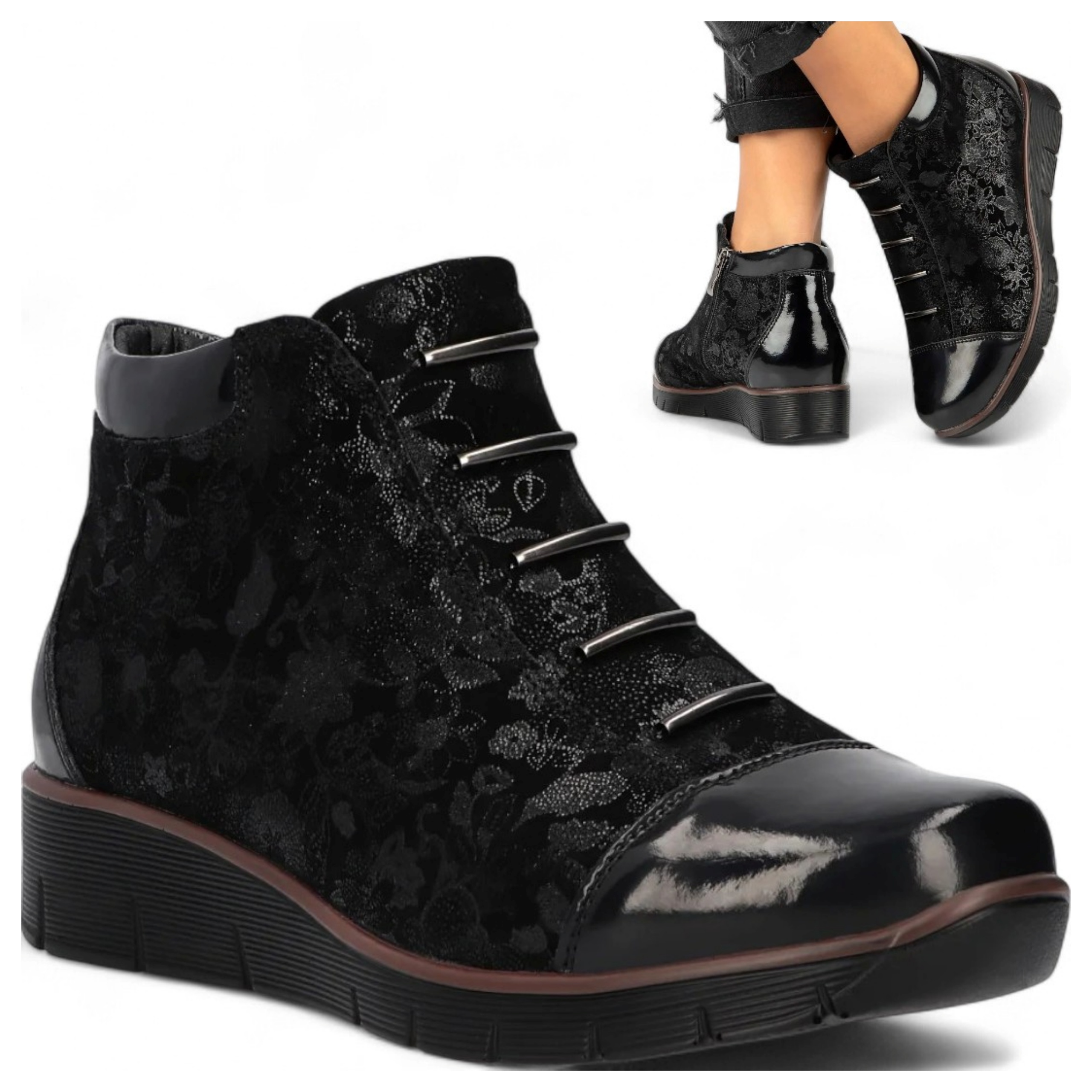 Dámské Kotníkové Boty Kožené 37 Filippo Podzimní nazouvací na zimní koturnu