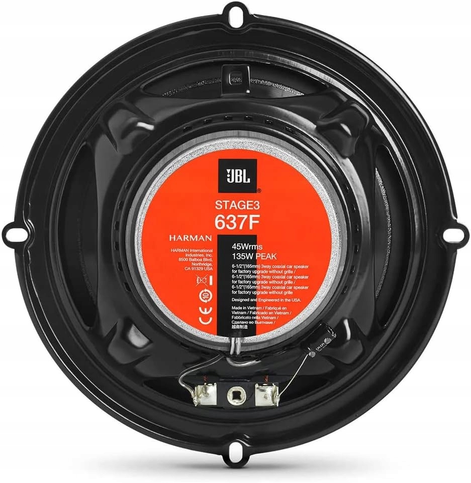 JBL STAGE3 637 GŁOŚNIKI TRÓJDROŻNE PEUGEOT 407 SW CITROEN C4 C5 PRZÓD+TYŁ Producent części JBL