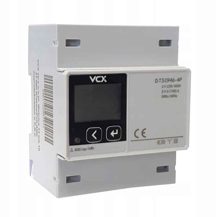 Elektroměr 3F na Din lištu třífázový VCX DTS-1946-4P, Modbus -RS485, 230V,