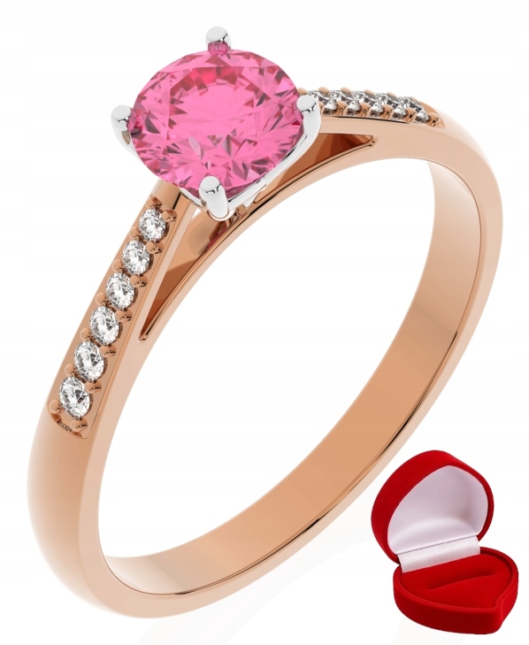 Zlatý Prstýnek 585 14k Safír 0,50 ct Růžové Zlato R13