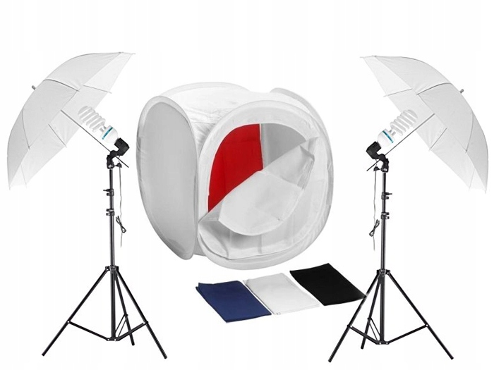 Sada pro fotografování bez stínu 2x 400W 2x deštník 84cm stan 120