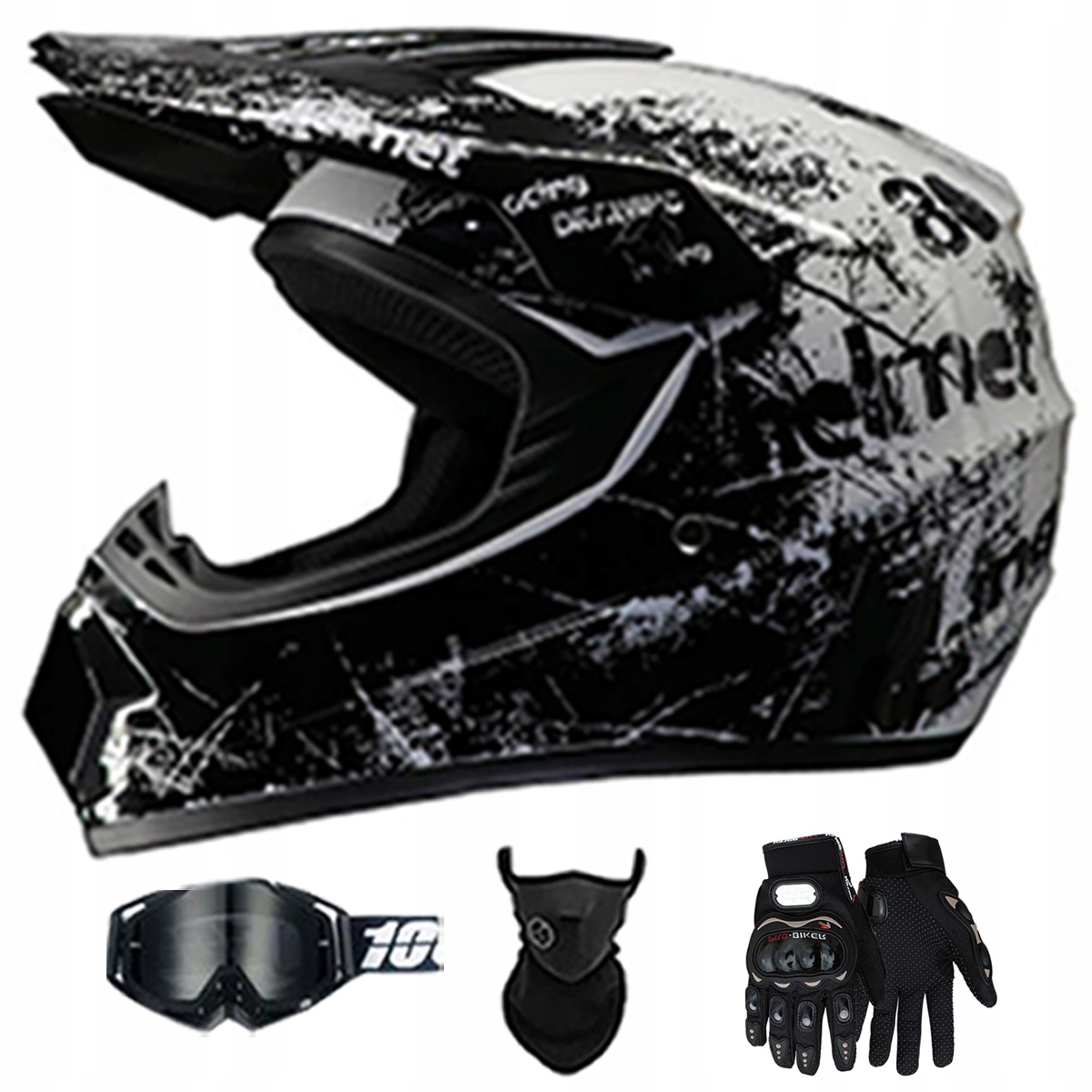 Motocyklová Přilba Lehká Enduro Quada Brýle Rukavice Maska M