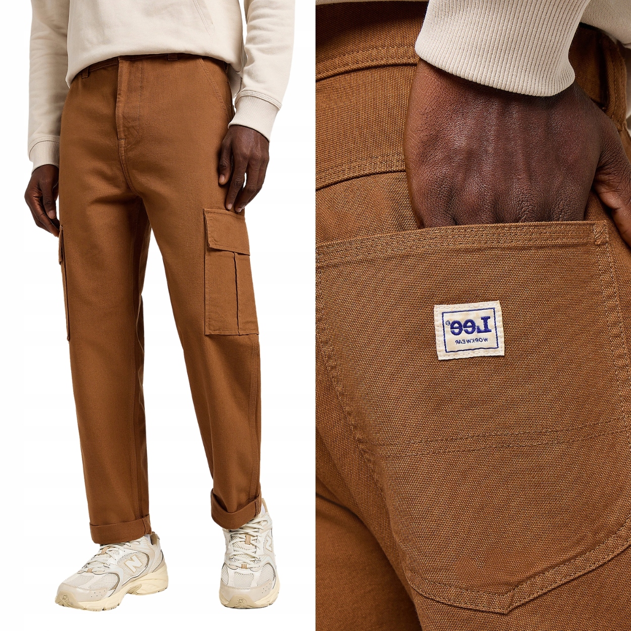 Lee Cargo Pant Relaxed Acorn Workwear Volné Hnědé Kapsáče W33 L34