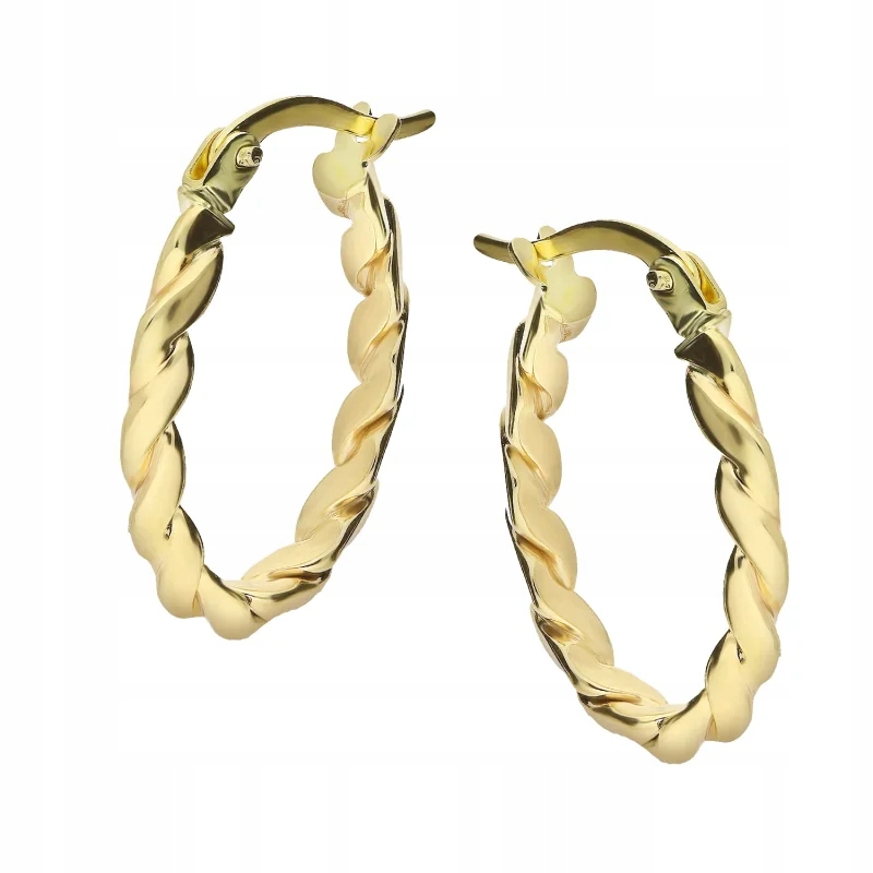 Zlaté náušnice 585, pletené kroužky, s motivem šňůrky, jako dárek , 1,46 g