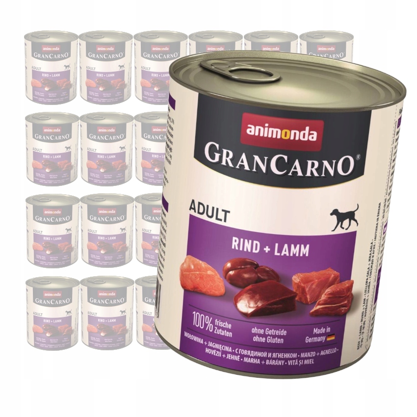 Levně Animonda GranCarno Adult 24x800g Vlhké Krmivo pro psy Hovězí maso s jehněčím masem