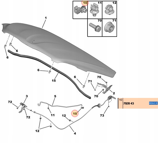 UCHWYT SPINKA PODPORY MASKI CITROEN C4 C3 BERLINGO PEUGEOT 2008 208 PARTNER Producent części Inny