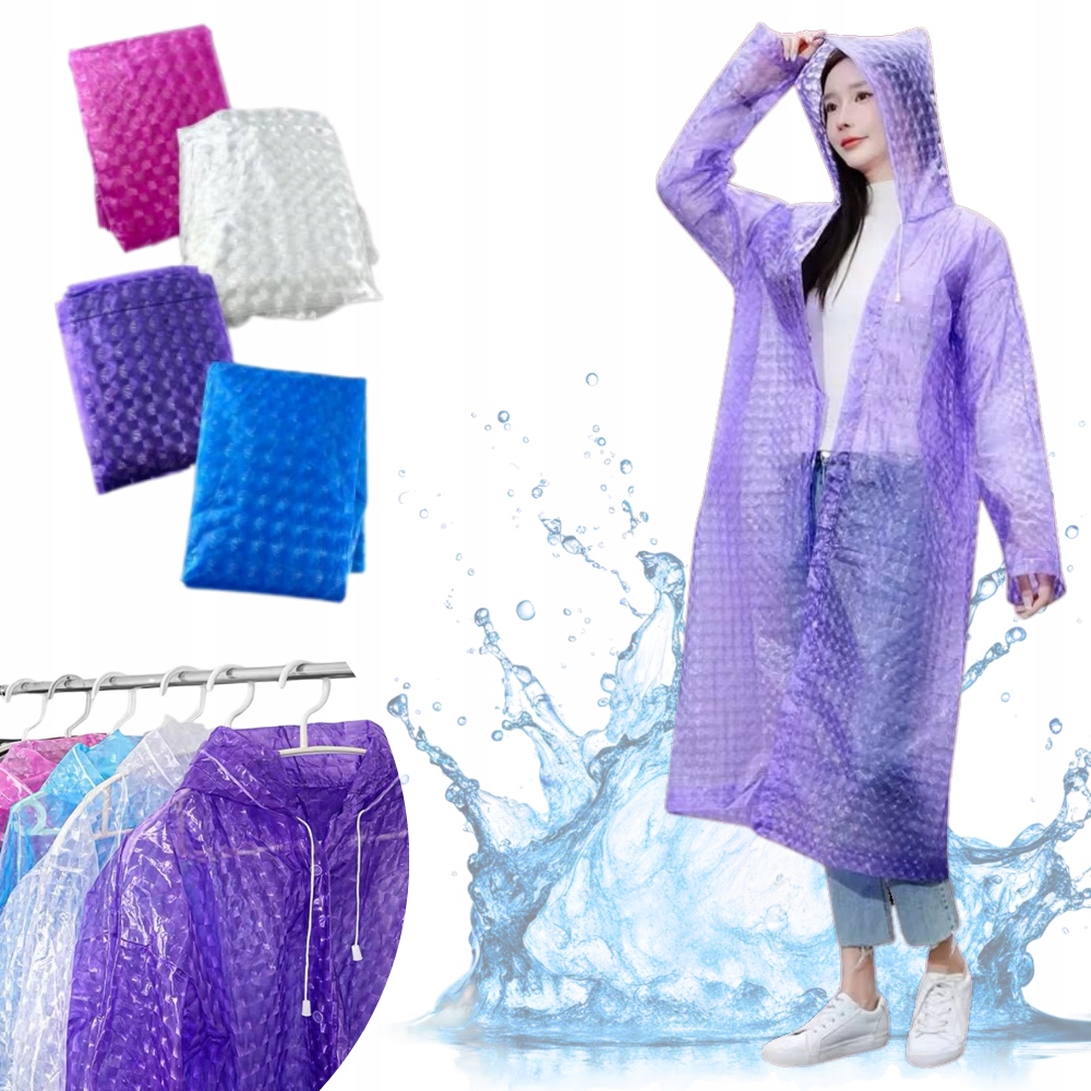 PŁASZCZ PRZECIWDESZCZOWY WIELORAZOWY Z KAPTUREM