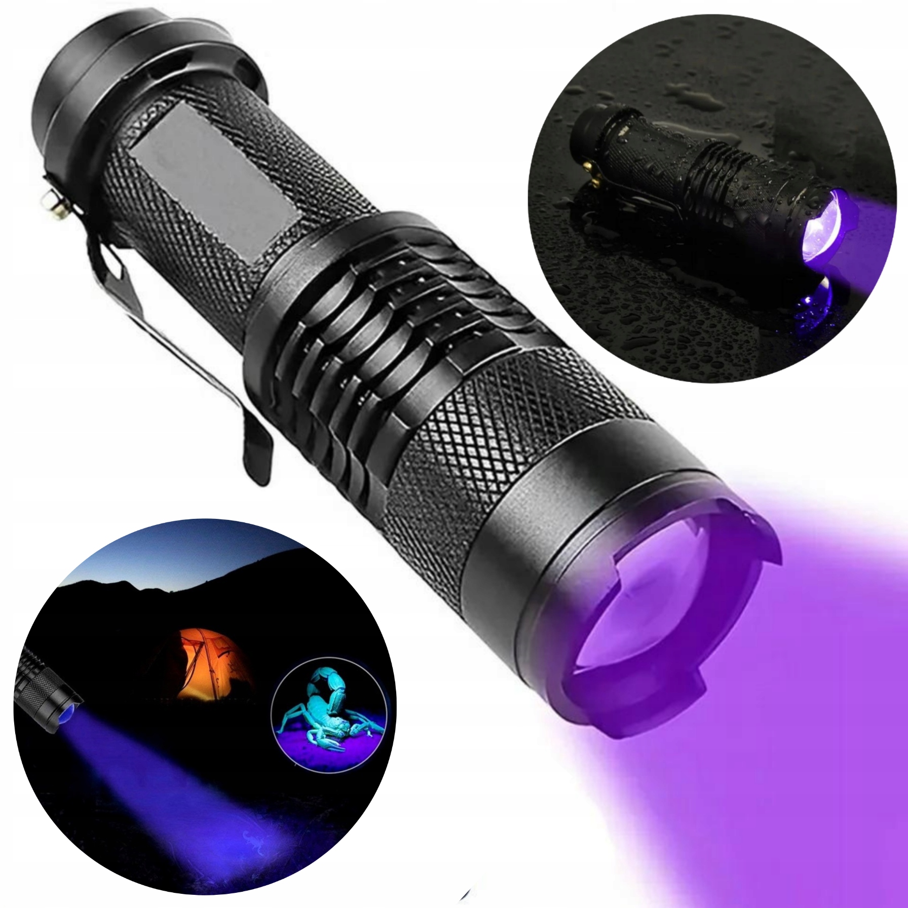 LATARKA UV DO BURSZTYNU KLIMATYZACJI BANKNOTÓW ULTRAFIOLET ZOOM + GRATIS Kolor dominujący czarny