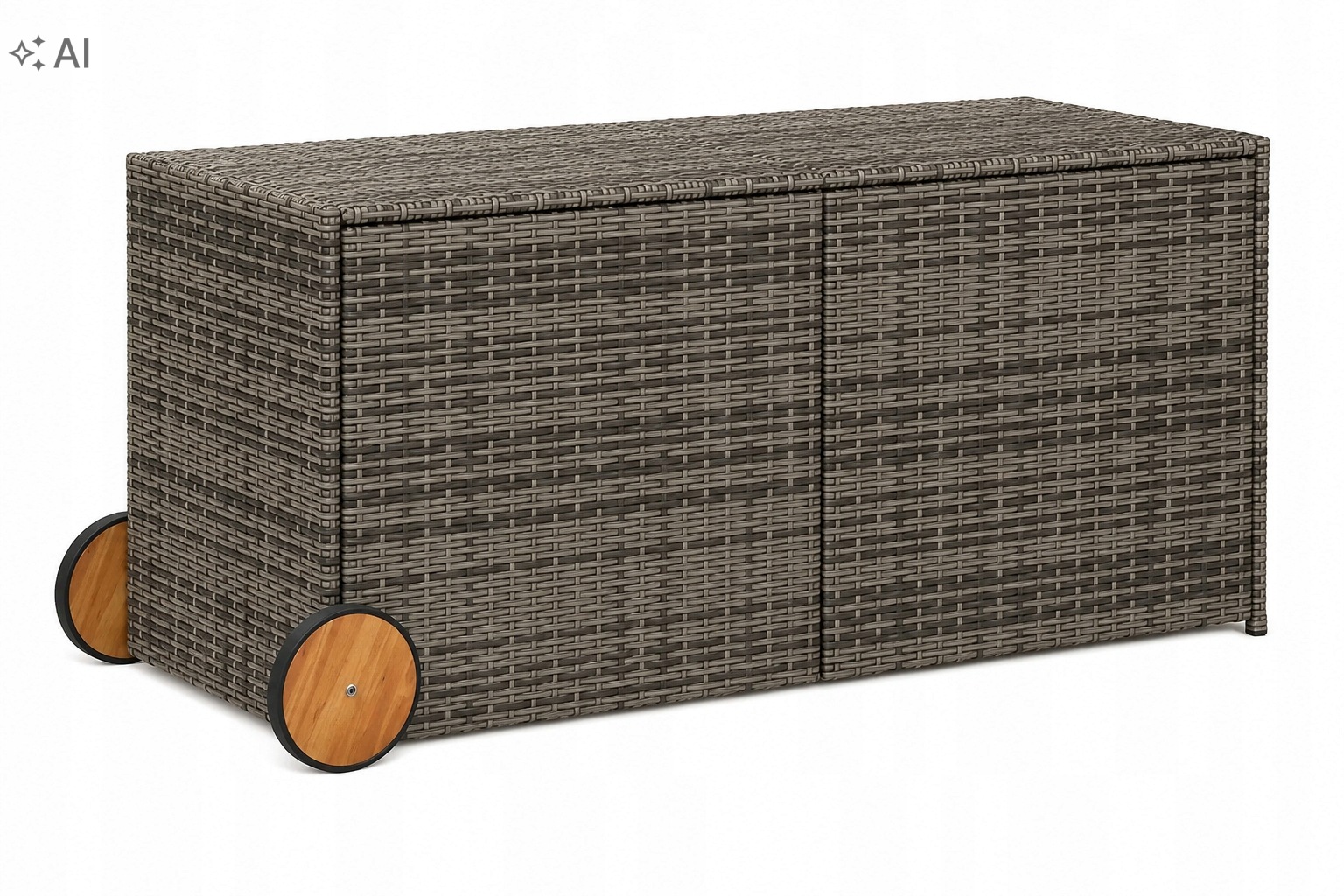 Skrzynia Ogrodowa 283L Polirattan Szara 127x55 CM Na Poduszki Kółka