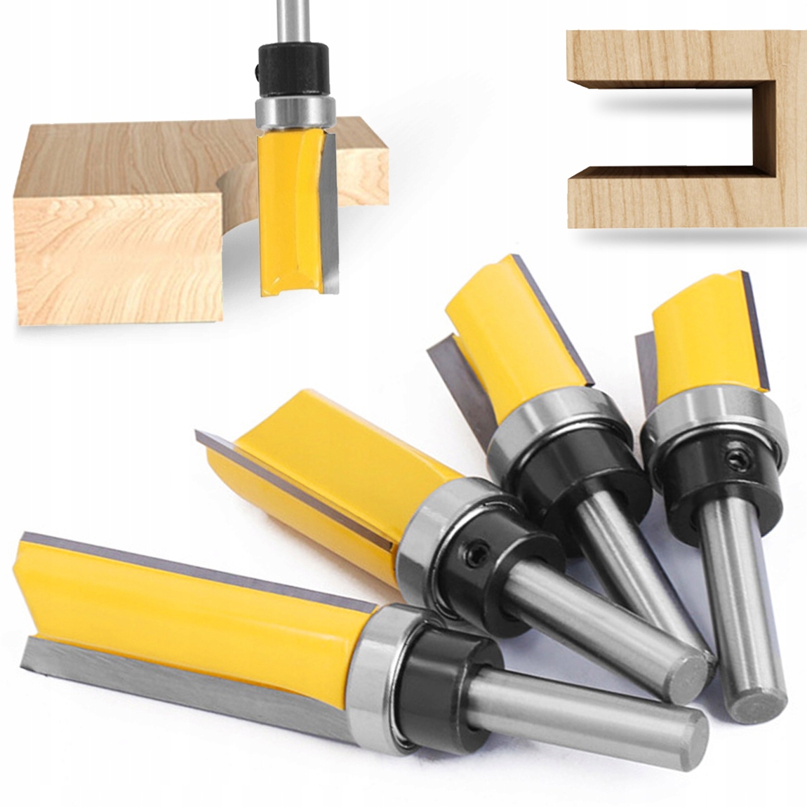 Frez Prosty Do Drewna Trzepień 8 MM Z Łożyskiem Palcowy Trzpieniowy 4 Szt