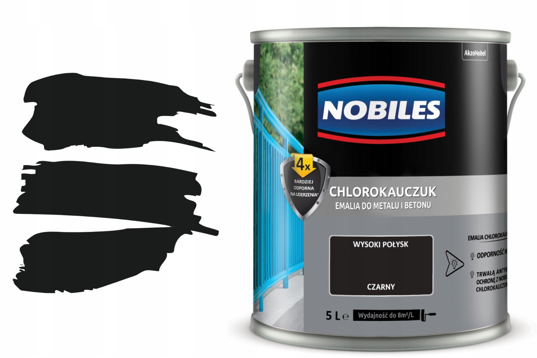 Barva barva Chlorokaučuk Černá 5 l Nobiles