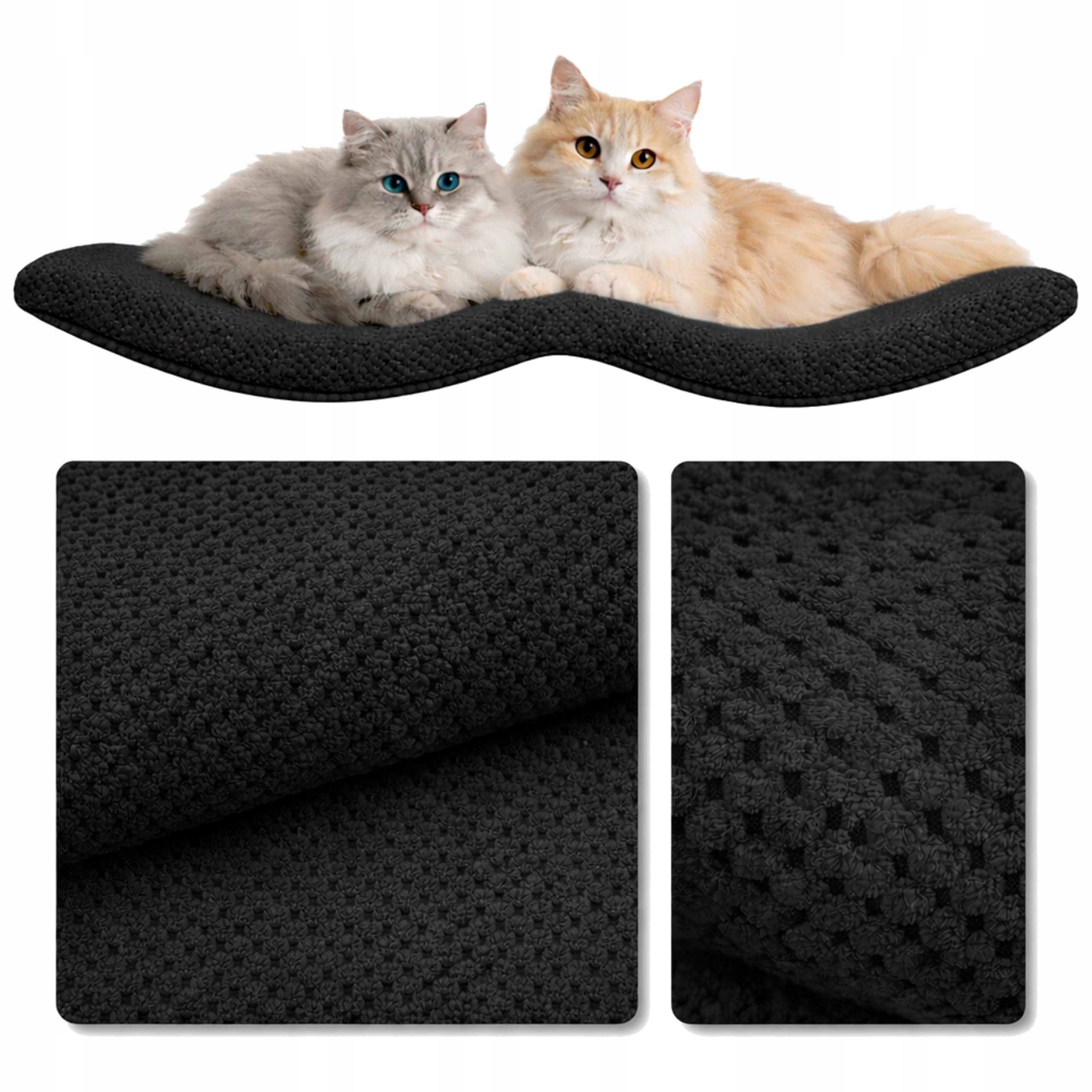 Levně Nástěnná Police Pro Kočky Závěsná Dvojitý Oblouk 100x32x4 Dot Black