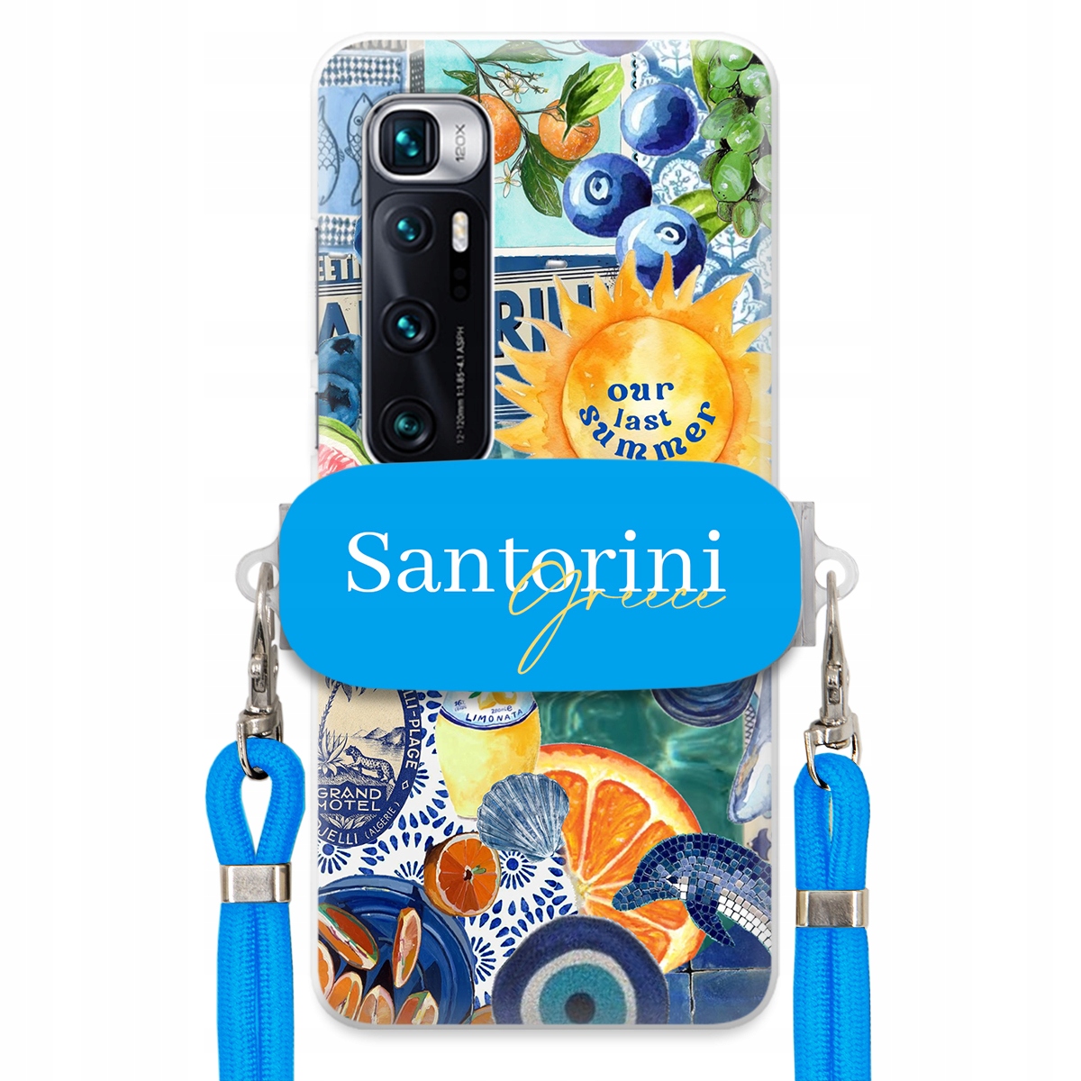 Puzdro pre Xiaomi Mi 10 Ultra Modré Crossbody vodítko držiak Santorini Sea