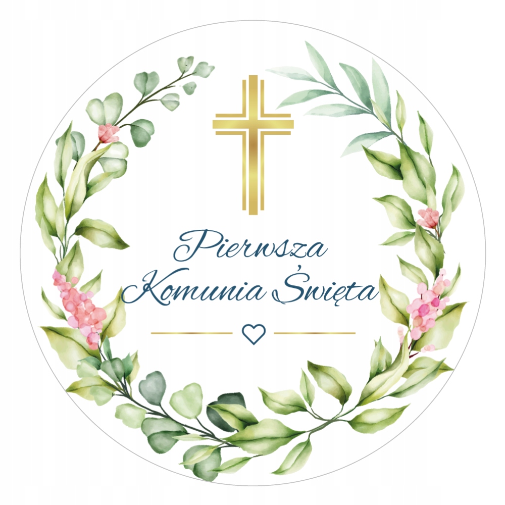Naklejki PIERWSZA KOMUNIA ŚWIĘTA KWIACIARNIA 48szt