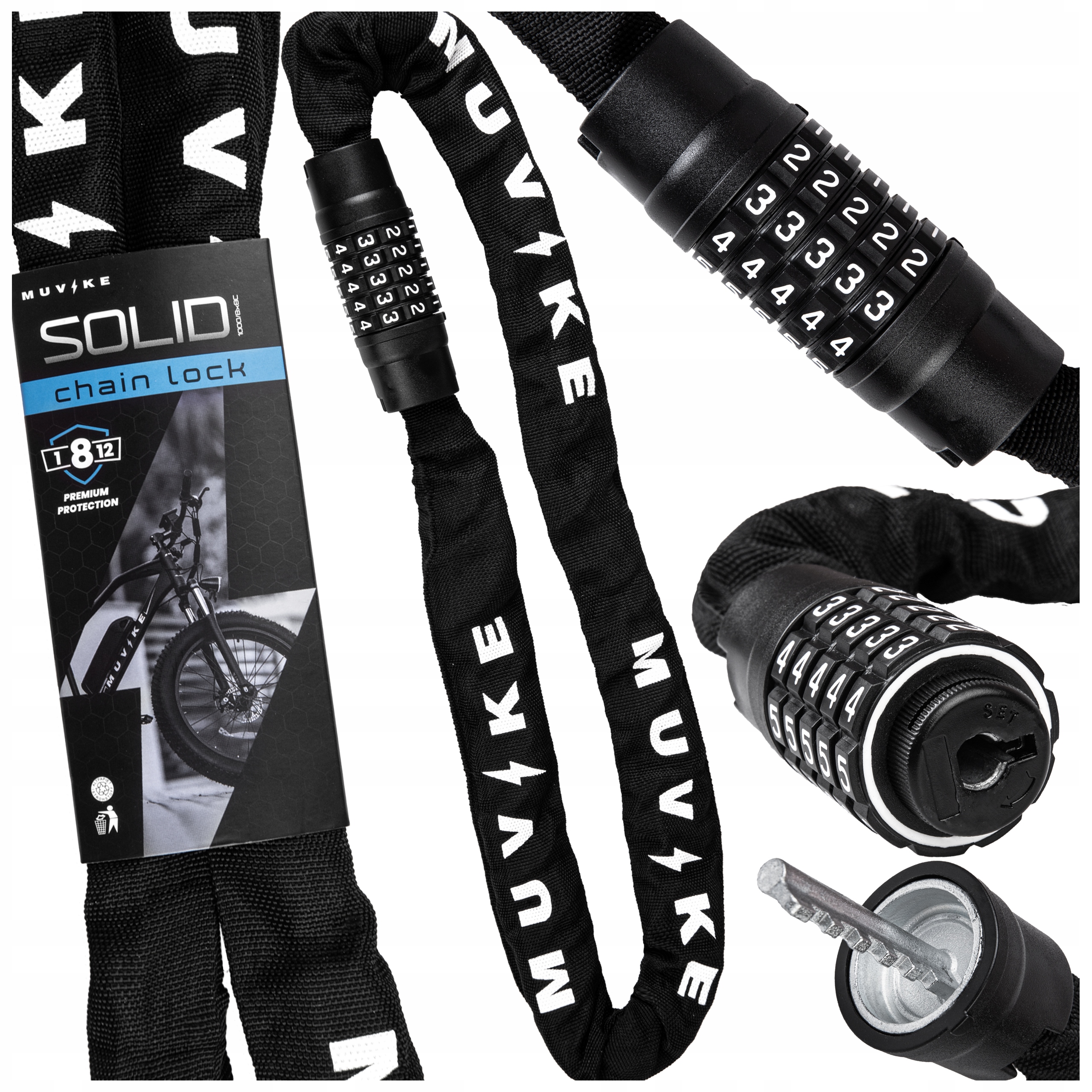 ZAPIĘCIE ROWEROWE ŁAŃCUCH NA SZYFR / KOD MUVIKE SOLID 1000/8x8C