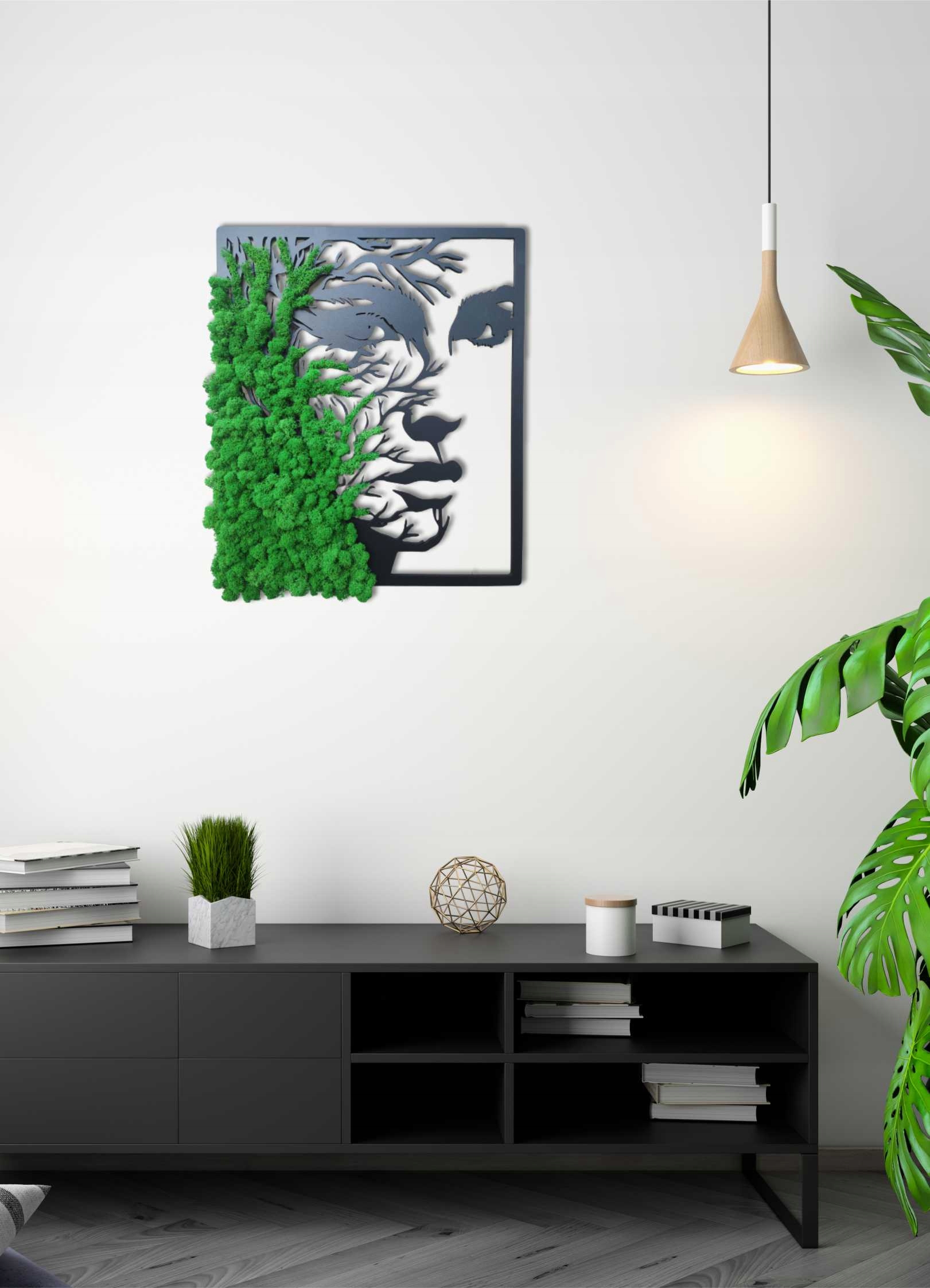 Dekoracja OBRAZ Z MCHEM 60cm kobieta twarz MECH CHROBOTEK z chrobotkiem 3d Rodzaj mech chrobotek