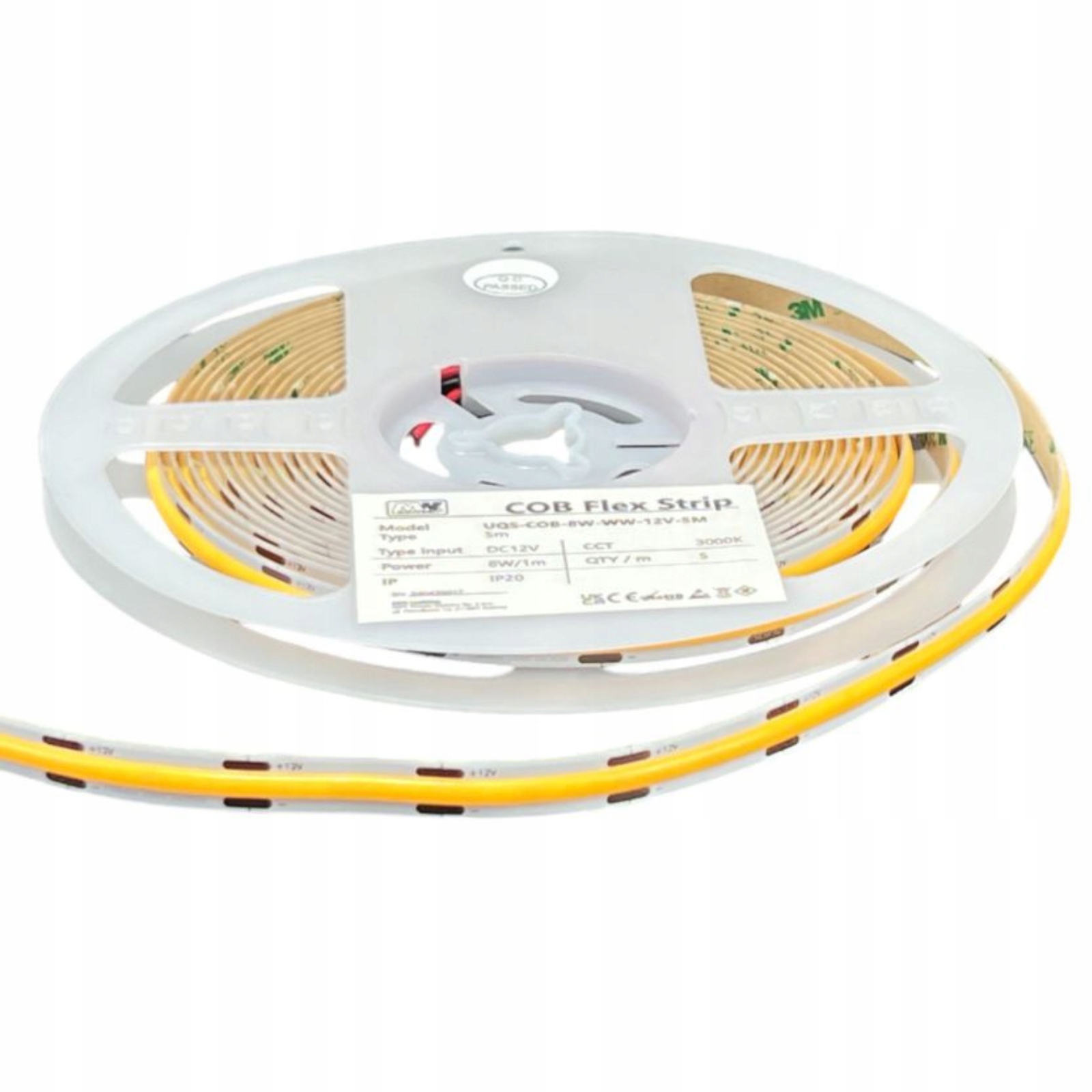 Profesjonalna Taśma Led Cob 8W Ciepłe Światło 2300K 24V 50m