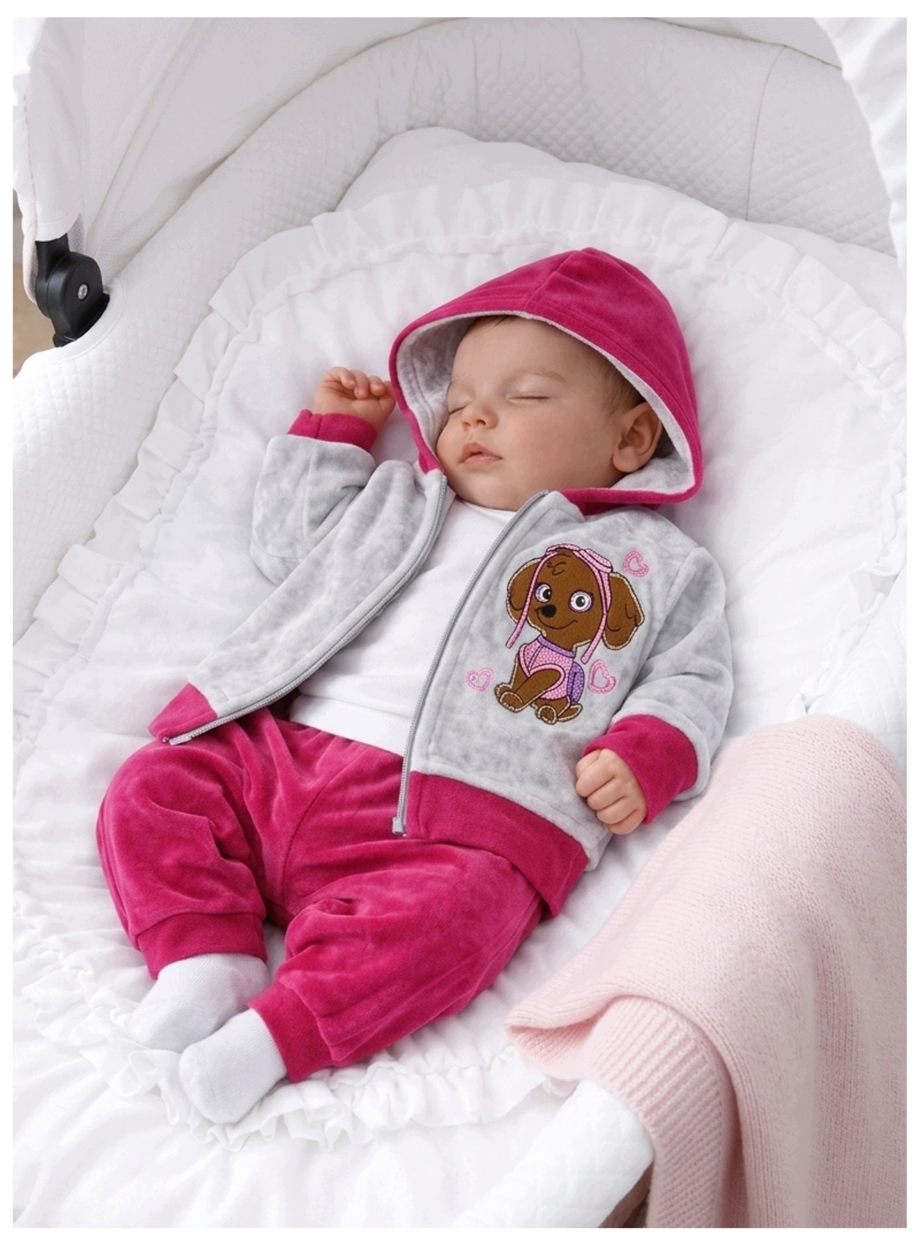 Komplet Welurowy Dres dla Dziewczynki Bluza z Kapturem Spodnie r 86 2412